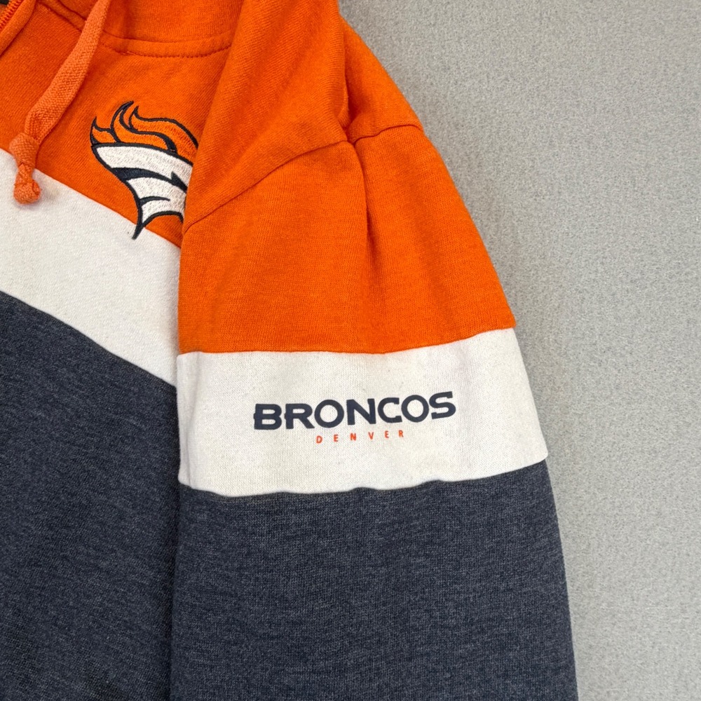 NFL Team Apparel Denver Broncos Hoodie Womens 2XL Navy Orange Zip Up Sweatshirt - Picture 6 of 10
